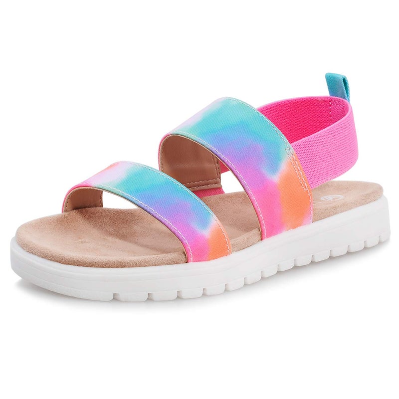 shoeslocker Little Girls Sandals Summer Shoes Open Toe Elastic Back Strap Sandals Flat for Little kids Size 3 - Image 1